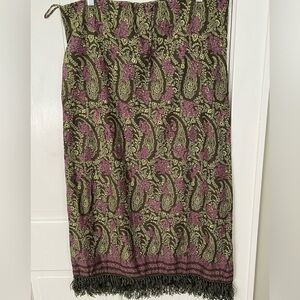 Trafaluc 100% Cotton Paisley Fringe Boho Drawstring Lightweight Maxi Skirt 8